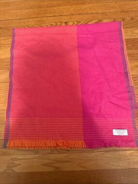 Oxford Pink Scarf with Orange Stripe Detail